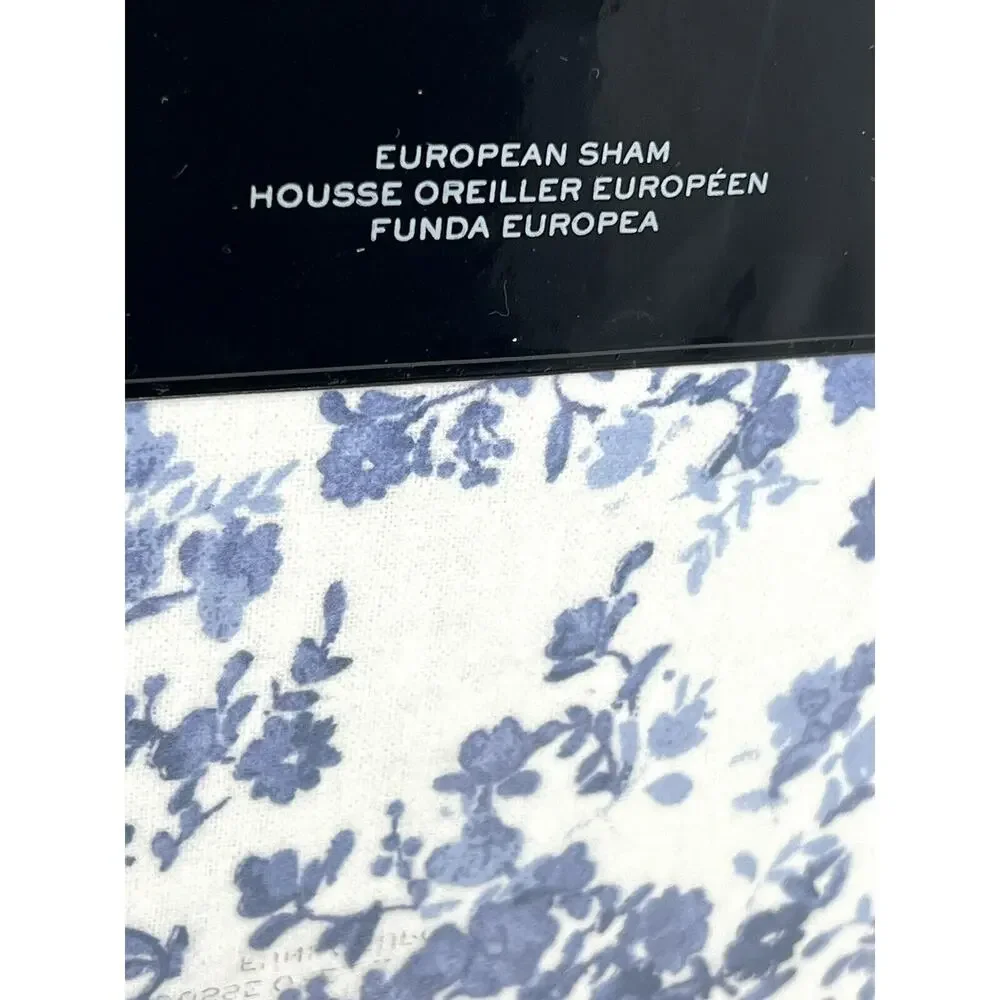 Ralph Lauren FLANNEL Rhyne Floral Euro Pillow Sham BLUE 26” X 26” $135 NIP